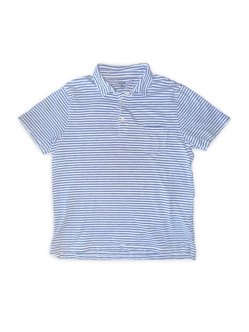 J.Crew white and blue striped cotton polo shirt in Men’s size Large